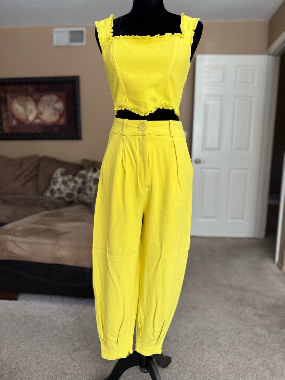 Sunny Yellow High-Waist Wide Leg Pants